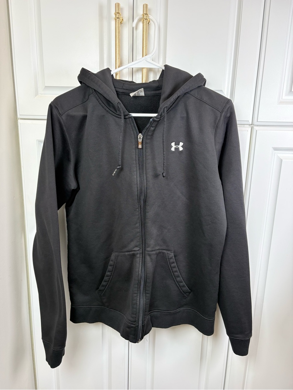 Under Armour Black Full-Zip Hooded Sweatshirt with White Logo